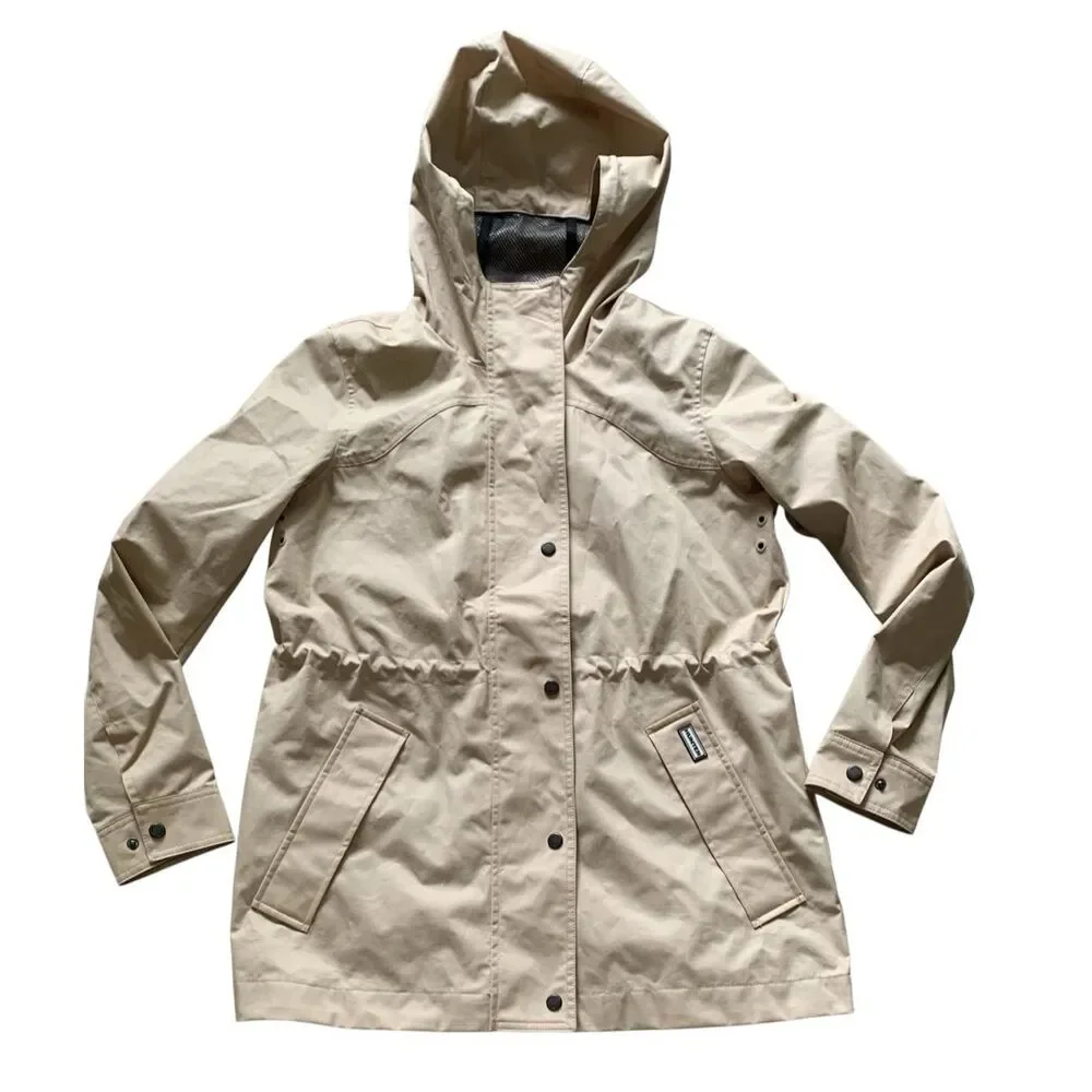 NEW NWOT Hunter Adela Cinched Waist TAN Rain Jacket Coat sz S